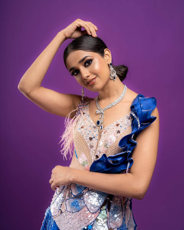 Royal Blue Handcrafted Uniquely Constructed Gown